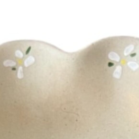 Vtg 1985 PIE PLATE Stoneware Signed Handpainted Ruffled Fluted Oven Safe Floral - Picture 5 of 14